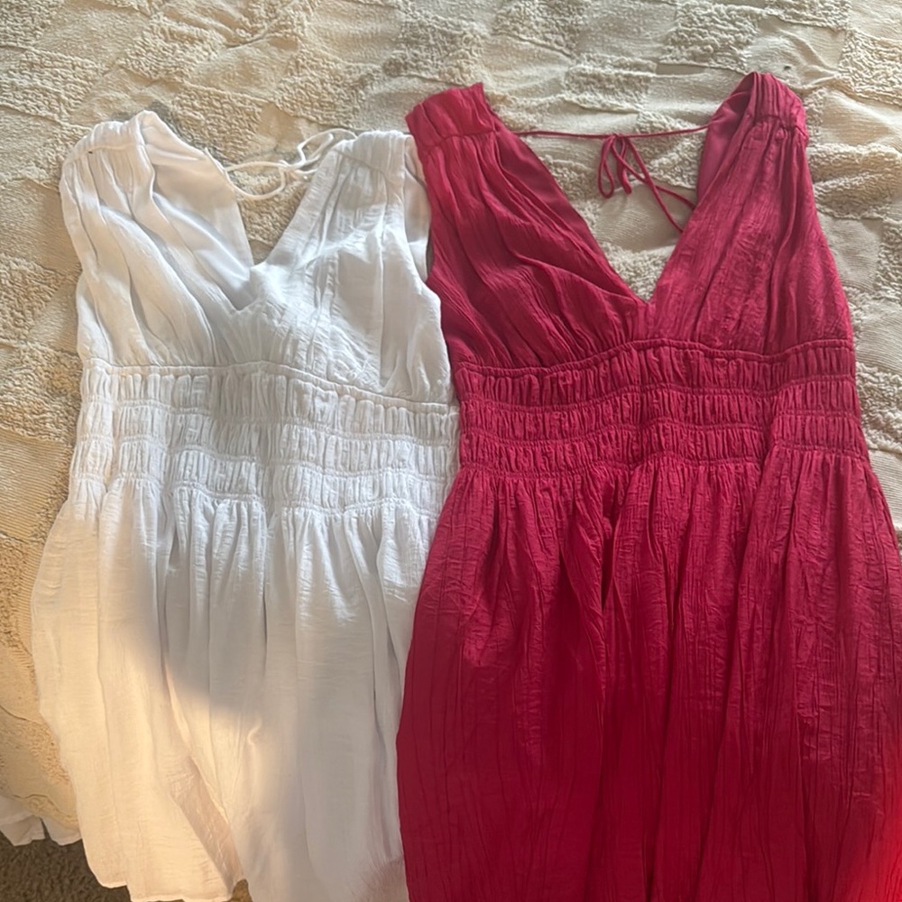 Pink and White Sleeveless Dresses Abercrombie